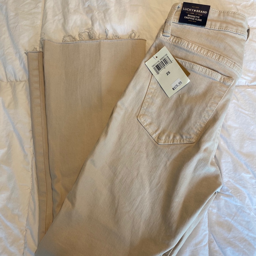 Lucky brand bridgette cropped flare beige jeans